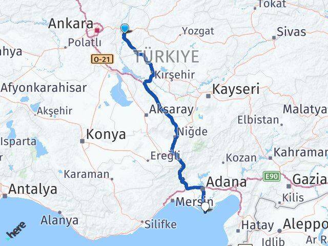 Kırıkkale Karataş Adana Arası Kaç Km - Yol Haritası
