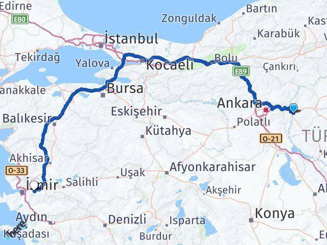 Kırıkkale Kemalpaşa İzmir Arası Kaç Km - Yol Haritası