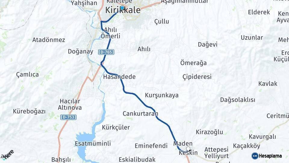 Kırıkkale Keskin Arası Kaç Km - Yol Haritası