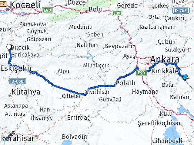 Kırıkkale Keskin Bilecik Arası Kaç Km - Yol Haritası