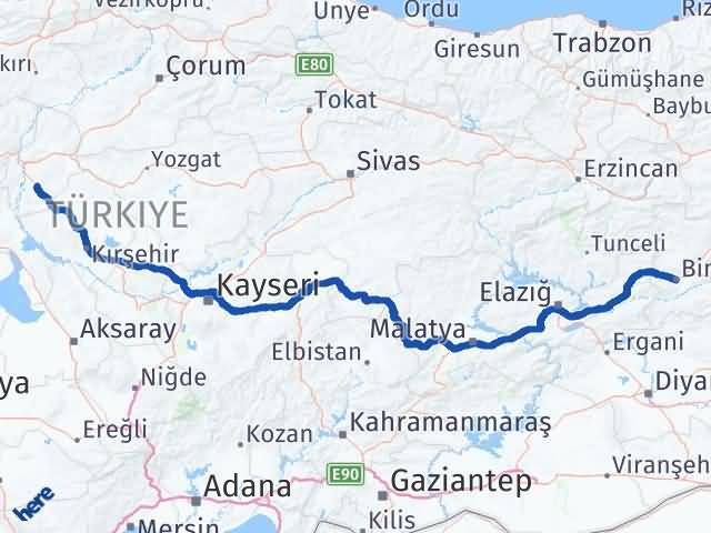 Kırıkkale Keskin Bingöl Arası Kaç Km - Yol Haritası