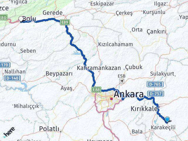 Keskin Bolu Arası Kaç Km - Yol Tarifi