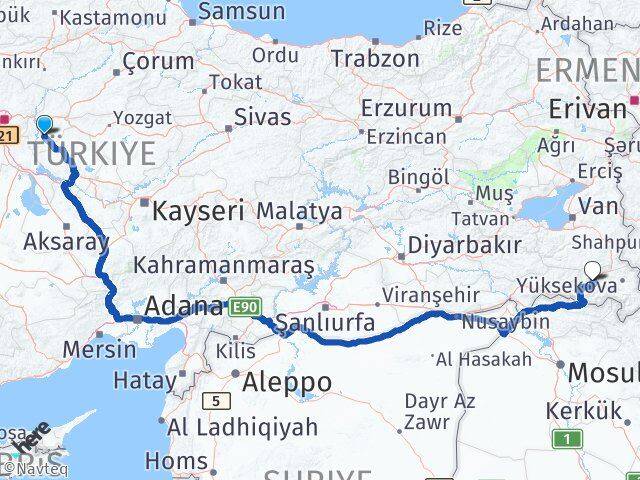 Kırıkkale Keskin Hakkari Arası Kaç Km - Yol Haritası