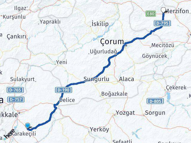 Kırıkkale Keskin Merzifon Amasya Arası Kaç Km - Yol Haritası