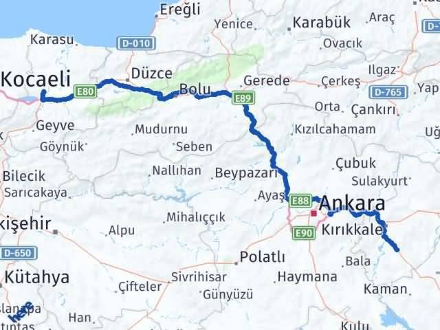 Kırıkkale Keskin Sakarya Arası Kaç Km - Yol Haritası