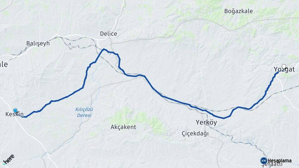 Kırıkkale Keskin Yozgat Arası Kaç Km - Yol Haritası