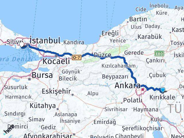 Kırıkkale Küçükçekmece İstanbul Arası Kaç Km - Yol Haritası