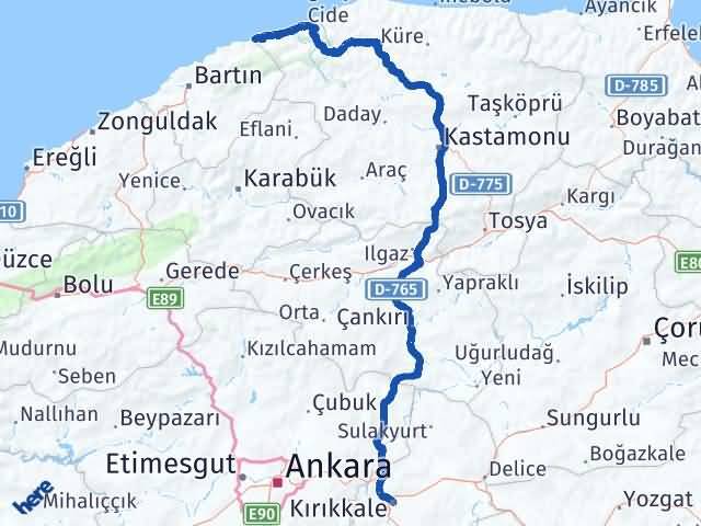 Kırıkkale Kurucaşile Bartın Arası Kaç Km - Yol Haritası