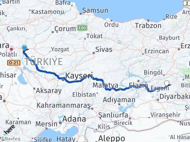 Kırıkkale Lice Diyarbakır Arası Kaç Km - Yol Haritası