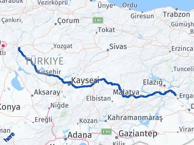Kırıkkale Maden Elazığ Arası Kaç Km - Yol Haritası