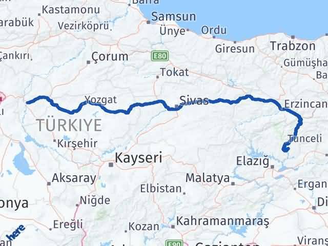 Kırıkkale Mazgirt Tunceli Arası Kaç Km - Yol Haritası