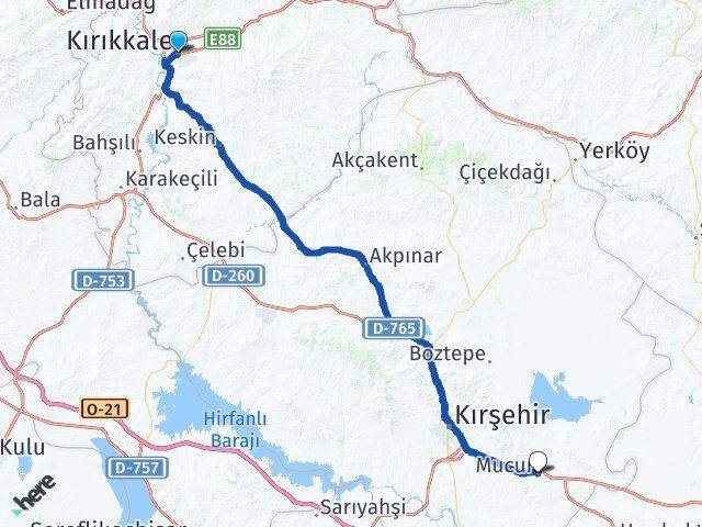 Kırıkkale Mucur Kırşehir Arası Kaç Km - Yol Haritası