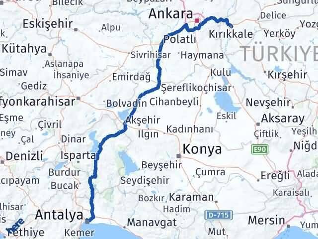 Kırıkkale Muratpaşa Antalya Arası Kaç Km - Yol Haritası