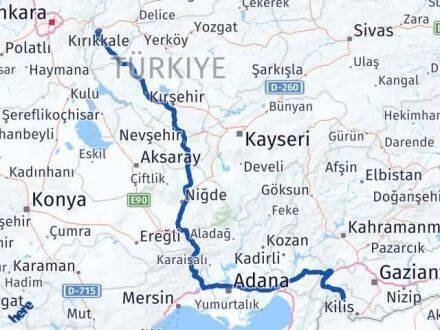 Kırıkkale Musabeyli Kilis Arası Kaç Km - Yol Haritası