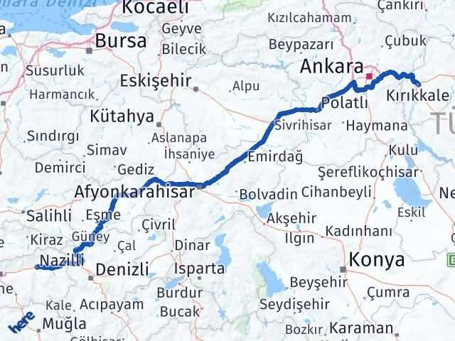 Kırıkkale Nazilli Aydın Arası Kaç Km - Yol Haritası