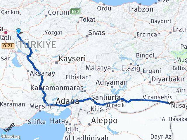 Kırıkkale Nusaybin Mardin Arası Kaç Km - Yol Haritası