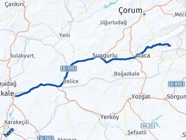 Kırıkkale Ortaköy Çorum Arası Kaç Km - Yol Haritası