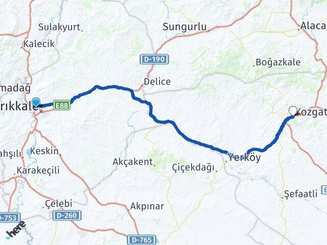 Kırıkkale Otogarı Yozgat Arası Kaç Km - Yol Tarifi