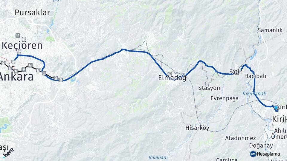 Kırıkkale Otogarı Ankara Tren Garı Arası Kaç Km - Yol Tarifi