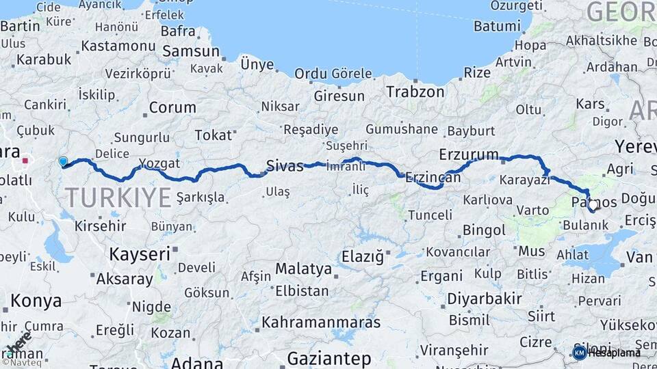 Kırıkkale Patnos Ağrı Arası Kaç Km - Yol Haritası
