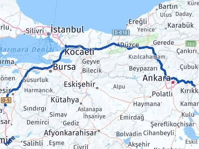 Kırıkkale Savaştepe Balıkesir Arası Kaç Km - Yol Haritası