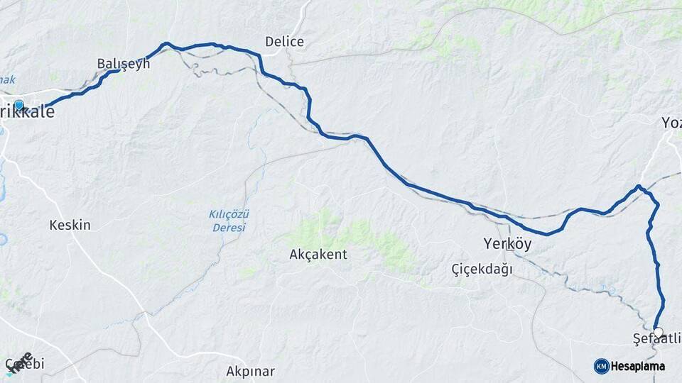 Kırıkkale Şefaatli Yozgat Arası Kaç Km - Yol Haritası