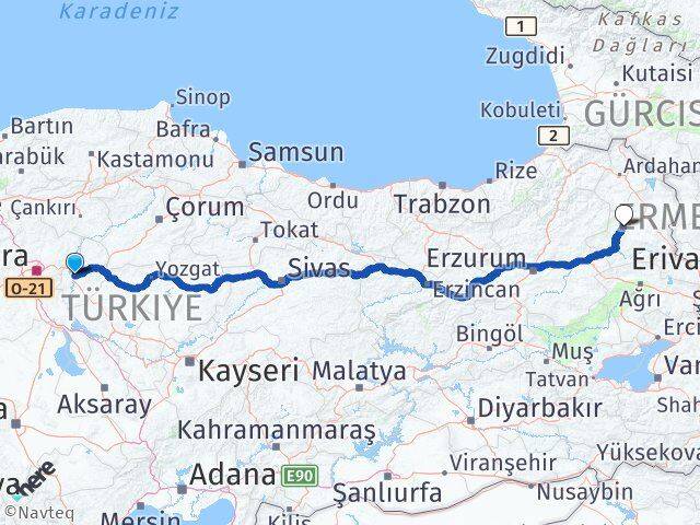 Kırıkkale Selim Kars Arası Kaç Km - Yol Haritası