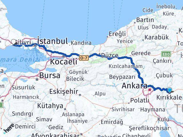 Kırıkkale Silivri İstanbul Arası Kaç Km - Yol Haritası