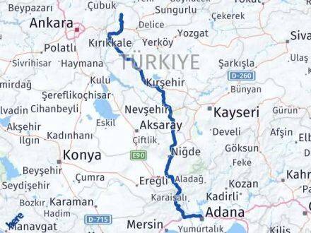 Kırıkkale Sulakyurt Adana Arası Kaç Km - Yol Haritası