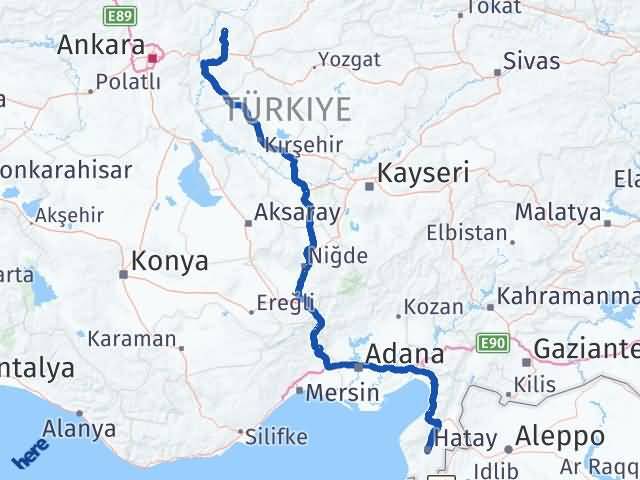 Kırıkkale Sulakyurt Hatay Arası Kaç Km - Yol Haritası