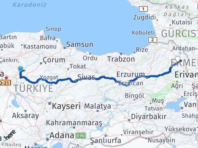 Kırıkkale Sulakyurt Kars Arası Kaç Km - Yol Haritası