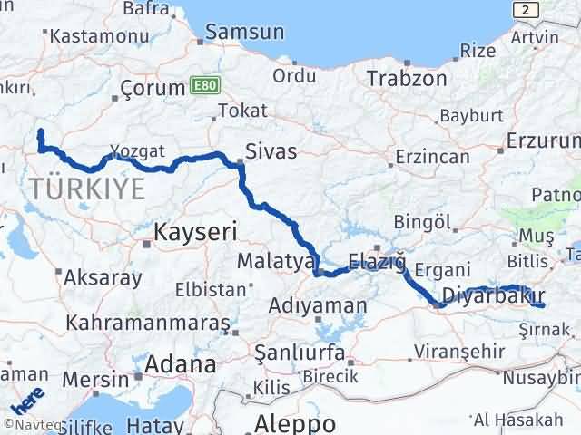 Kırıkkale Sulakyurt Siirt Arası Kaç Km - Yol Haritası