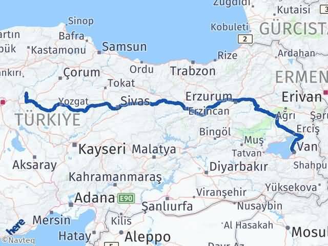 Sulakyurt Van Arası Kaç Km - Yol Tarifi