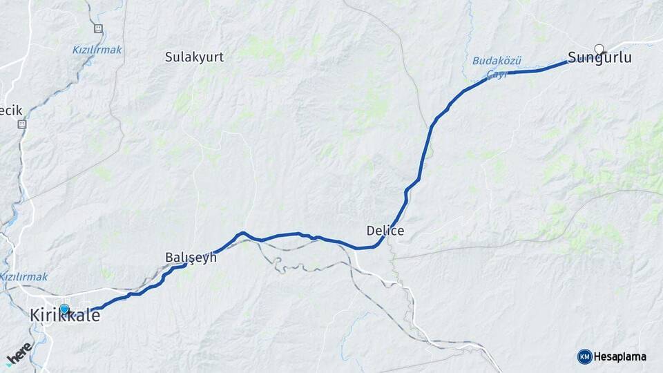 Kırıkkale Sungurlu Çorum Arası Kaç Km - Yol Haritası