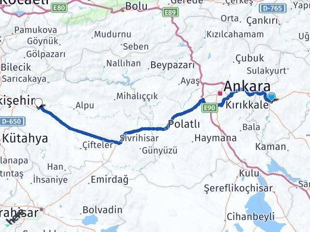 Kırıkkale Tepebaşı Arası Kaç Km - Yol Tarifi