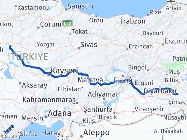 Kırıkkale Tillo Siirt Arası Kaç Km - Yol Haritası