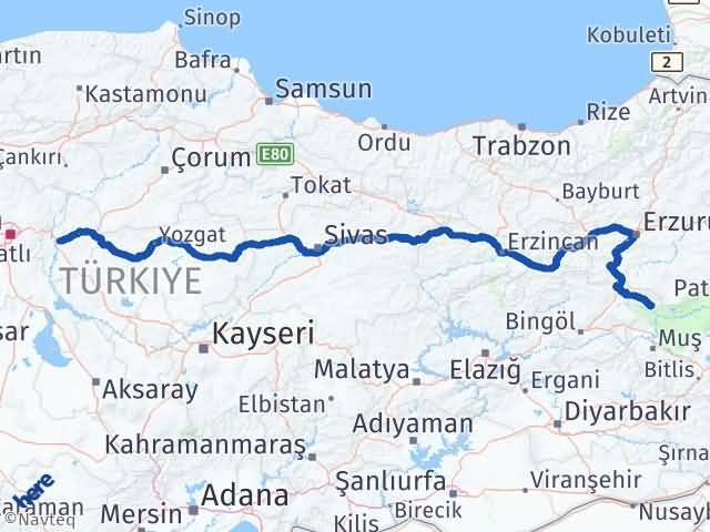 Kırıkkale Varto Muş Arası Kaç Km - Yol Haritası