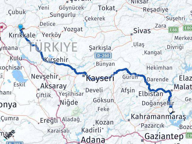 Kırıkkale Yahşihan Adıyaman Arası Kaç Km - Yol Haritası