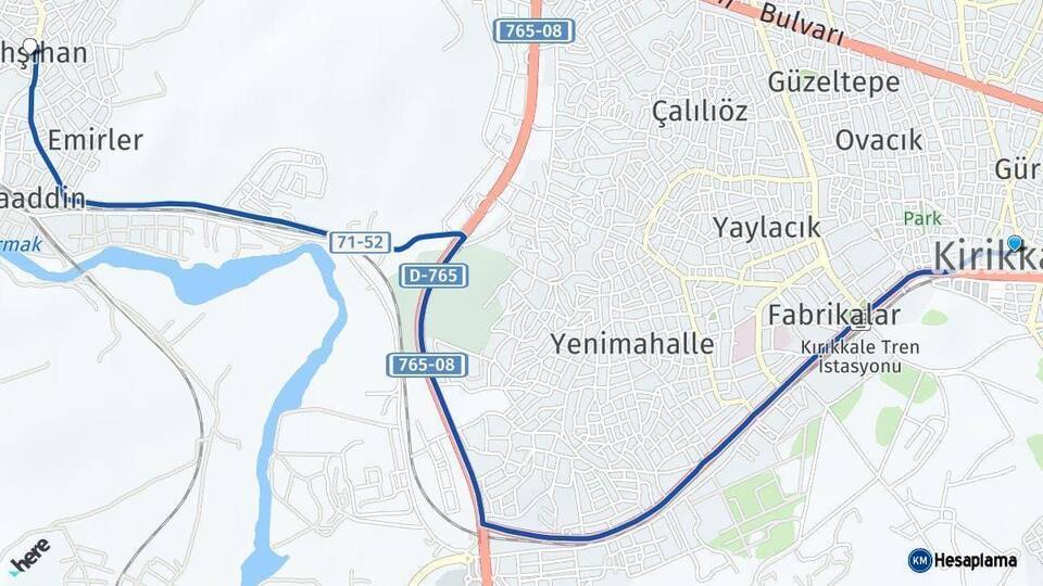 Kırıkkale Yahşihan Arası Kaç Km - Yol Haritası