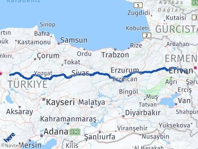 Kırıkkale Yahşihan Iğdır Arası Kaç Km - Yol Haritası