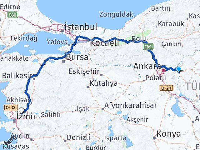 Kırıkkale Yahşihan Manisa Arası Kaç Km - Yol Haritası
