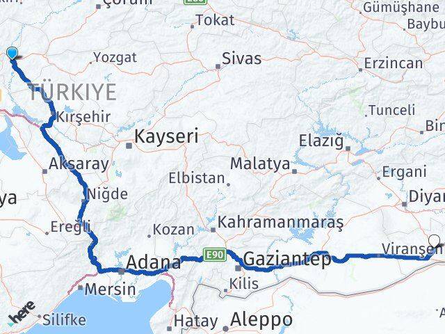 Kırıkkale Yahşihan Mardin Arası Kaç Km - Yol Haritası