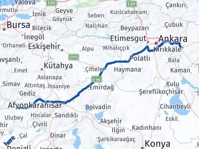 Kırıkkale Yahşihan Uşak Arası Kaç Km - Yol Haritası