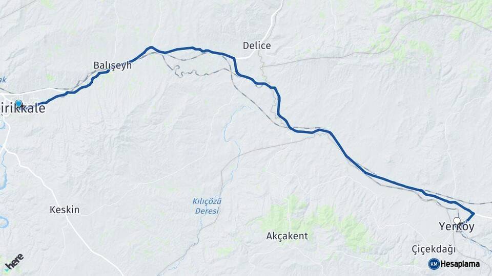 Kırıkkale Yerköy Yozgat Arası Kaç Km - Yol Haritası