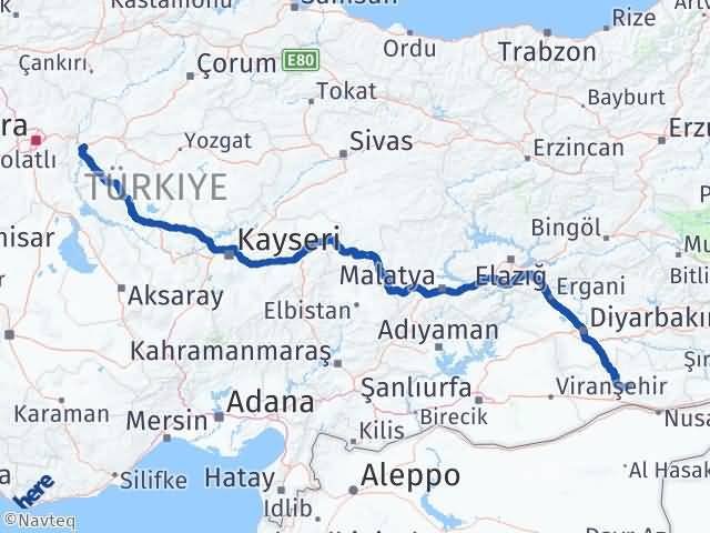 Kırıkkale Yeşilli Mardin Arası Kaç Km - Yol Haritası