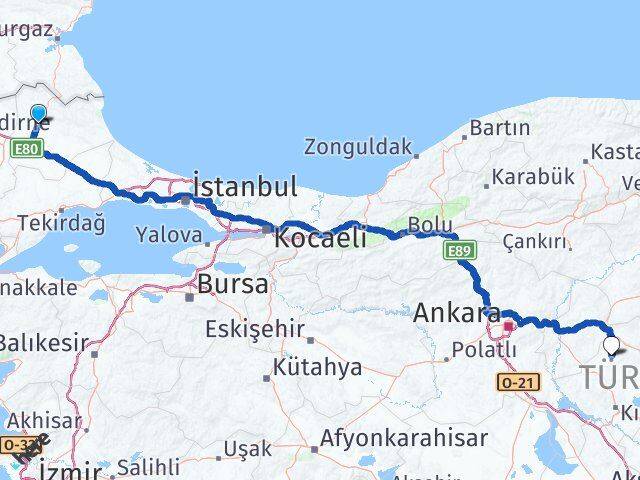 Kırklareli Akçakent Kırşehir Arası Kaç Km - Yol Haritası