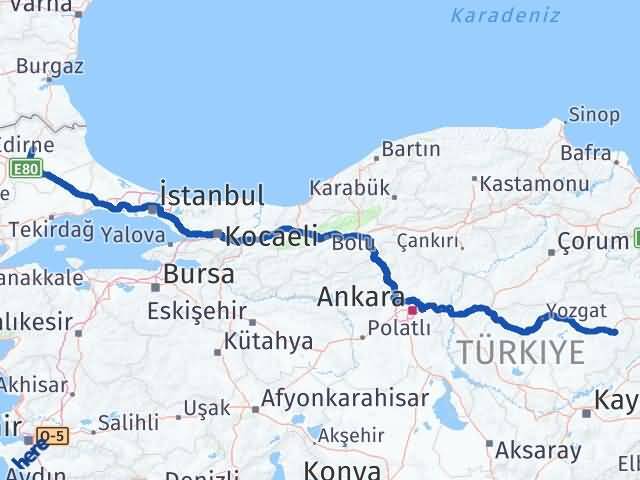 Kırklareli Akdağmadeni Yozgat Arası Kaç Km - Yol Haritası