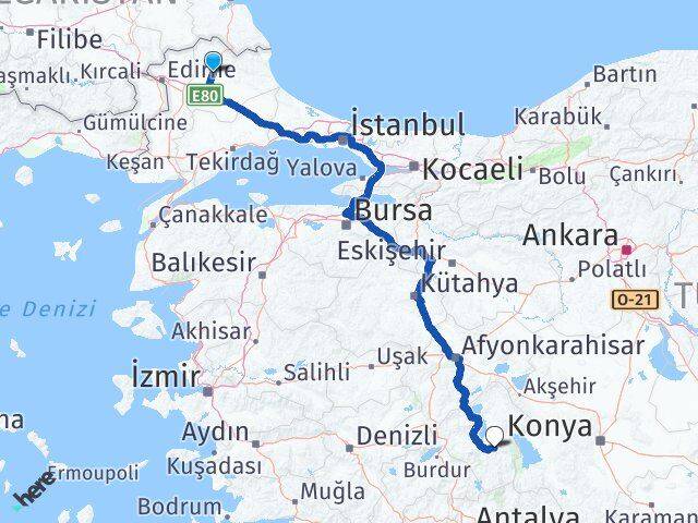 Kırklareli Aksu Isparta Arası Kaç Km - Yol Haritası
