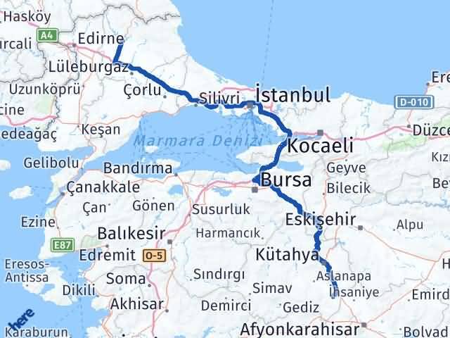 Kırklareli Altıntaş Kütahya Arası Kaç Km - Yol Haritası