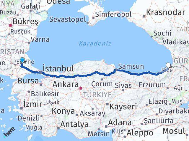 Kırklareli Arhavi Artvin Arası Kaç Km - Yol Haritası